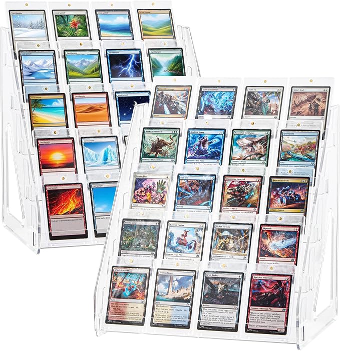 DEEIF 2 Pack Acrylic Trading Card Display Stand, 5-Tier Clear Shelf Holds Up to by DEEIF