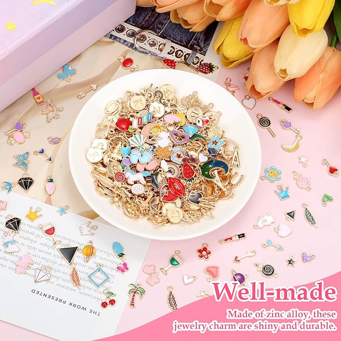 Flasoo 304Pcs Gold Charms for Jewelry Making, Keychains and Crafts - Image 4