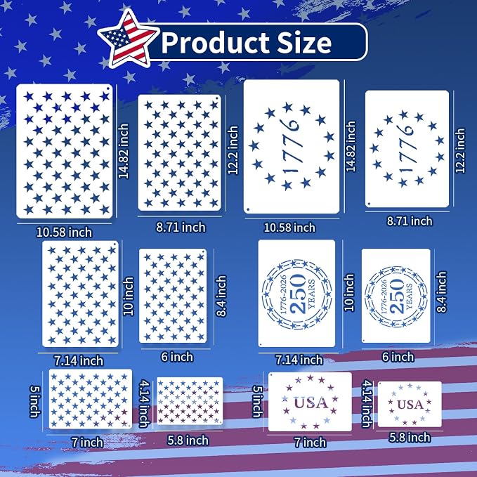 12 PCS Independence Day Stencils - Image 2