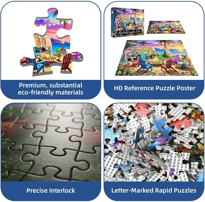 Sunset Beach Camp Puzzles for Adults 1000 Pieces, Challenging Jigsaw Puzzles - Image 7