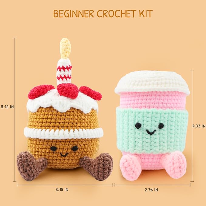 HOUSE CREATIVITY Crochet Kit for Beginners – Create a Cute Cake & Coffee Scene - Image 2