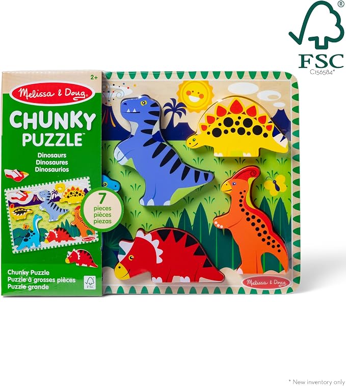 Melissa & Doug Dinosaur Wooden Chunky Puzzle - Image 3