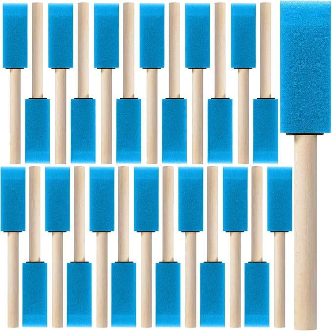 Bates- Foam Paint Brushes with Wood Handle, 1 Inch, 26 Pack, Sponge Brushes by BatesChoice