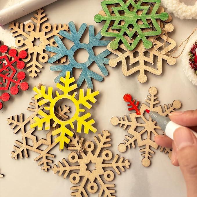 60PCS Unfinished Blank Wooden Cutouts Craft - Image 3