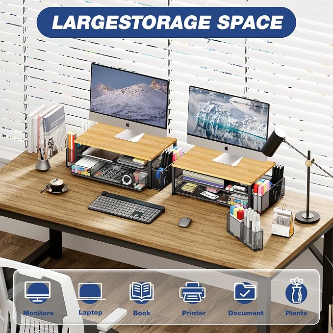 OPNICE Desk Organizers and Accessories, Computer Monitor Stand Riser - Image 4