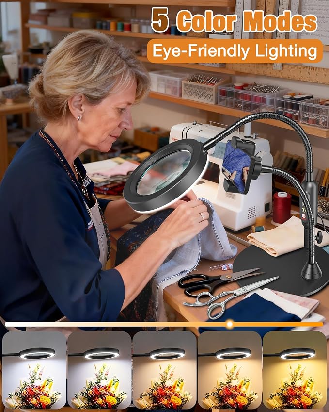 30X 10X Magnifying Glass with Light and Phone Holder, 5 Color Modes Stepless - Image 4