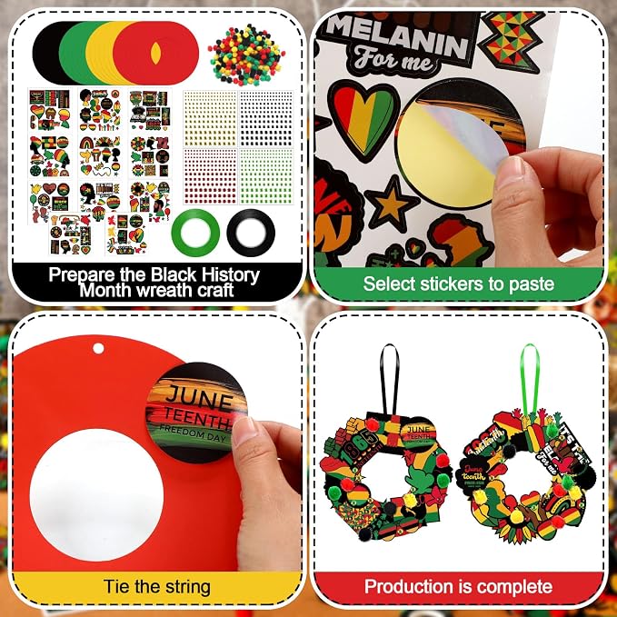 Hollowfly 48 Sets Juneteenth Wreath Craft Kits DIY Juneteenth Wreath Hanging - Image 4