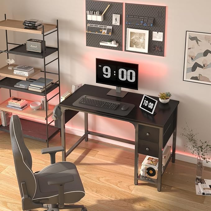 Lufeiya Computer Desk with Fabric Drawers, 40 Inch Reversible Gaming Desk - Image 2