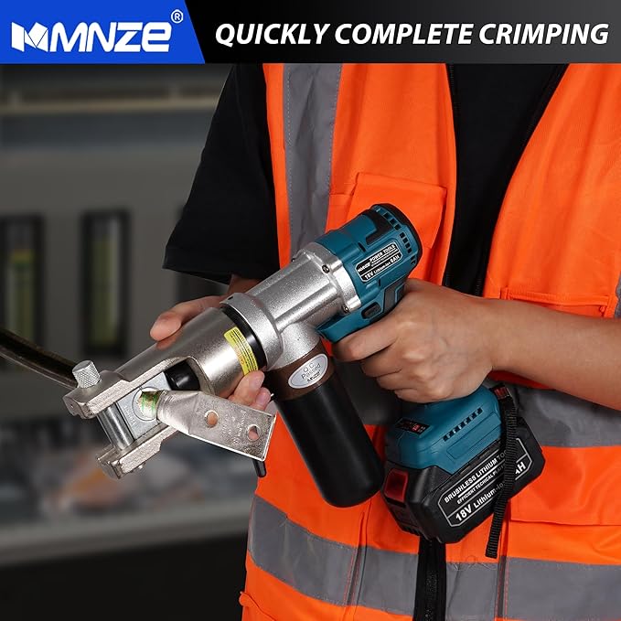 Electric Hydraulic Cable Lug Crimping Tool 9 Ton Hydraulic Electrical Wire Terminal Cable Lugs Crimper Rechargeable Crimping Tool Kits with 11 Dies, 8 AWG to 500 MCM