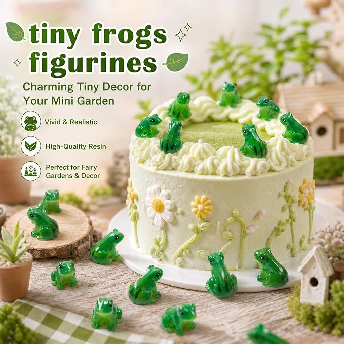 Exasinine 50 Pcs Mini Frogs Resin Green Frog Miniature Figurines Animals Model - Image 6