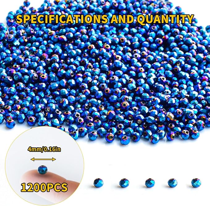 1200Pcs 4mm Crystal Glass Beads - Image 2