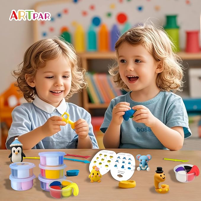 ARTPAR Air Dry Clay, 12 Animals Modeling Magic Clay Kit, Kids Crafts Gifts | - Image 4