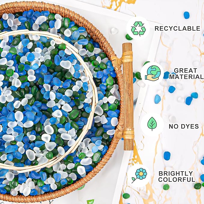 QEQEKAKA Sea Glass Stones for Crafts About 2.75LB (1180g/41.62oz Glass Pebbles - Image 3