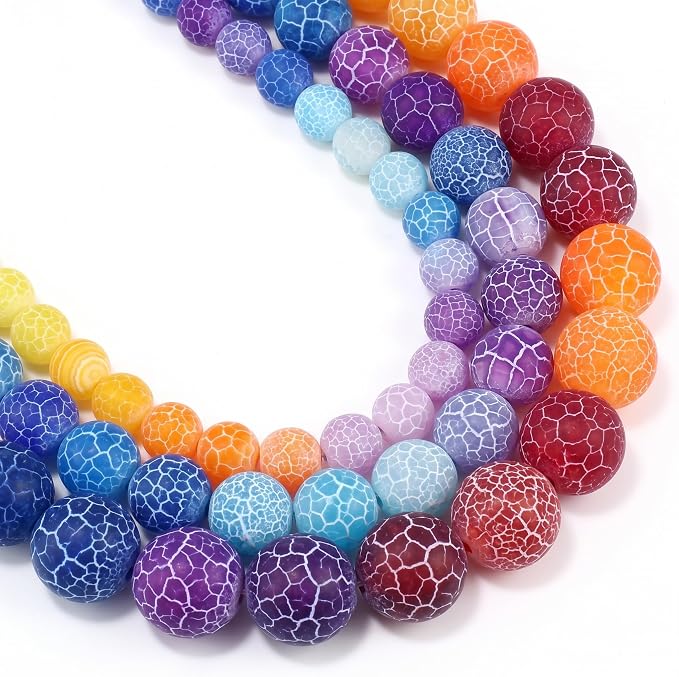 36pcs Natural Matte Rainbow Oxidized Gemstone Beads，10mm Frosted Round Loose by Yochus