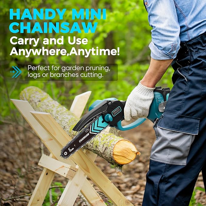 6 Inch Mini Chainsaw Cordless, Portable Electric Chain Saw, for Wood Cutting, Tree Trimming, Courtyard, Household, and Garden, Father's Day Gift for Men Dad Husband