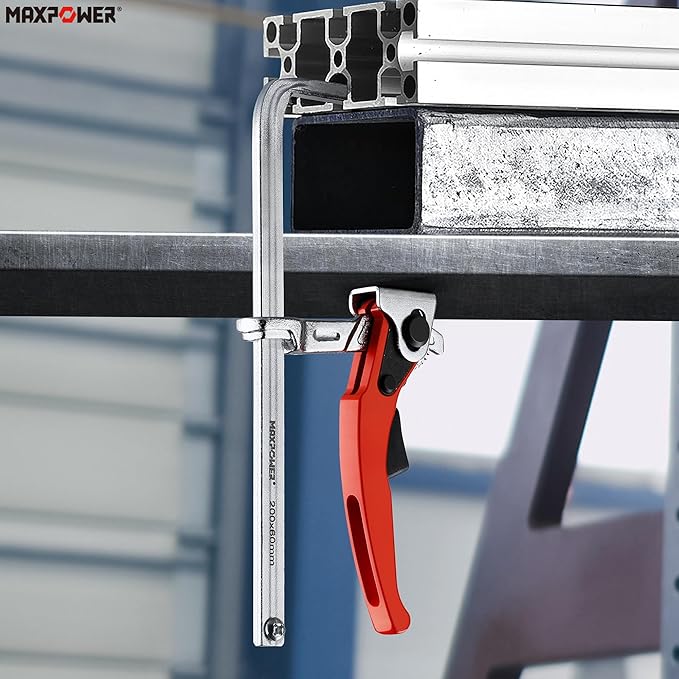 MAXPOWER Ratcheting Table Clamp, Quick Release Clamp For MFT and Guide Rail System, Bar Clamp with 7 7/8" Capacity x 2 3/8" Throat Depth, 530 lbs Clamping Force - 2 Pack