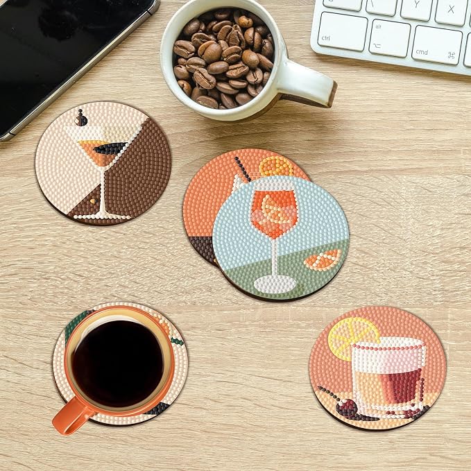 8 Pcs Cocktail Diamond Painting Coasters Kits - Image 5