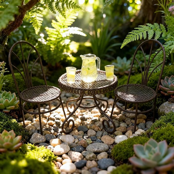 6 PCS Dollhouse Miniature Bistro Table & Chairs Set - Image 2