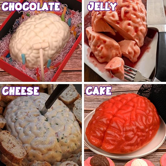Sakolla 2 Pack Halloween 3D Human Brain Silicone Molds | Food-grade Silicone - Image 5