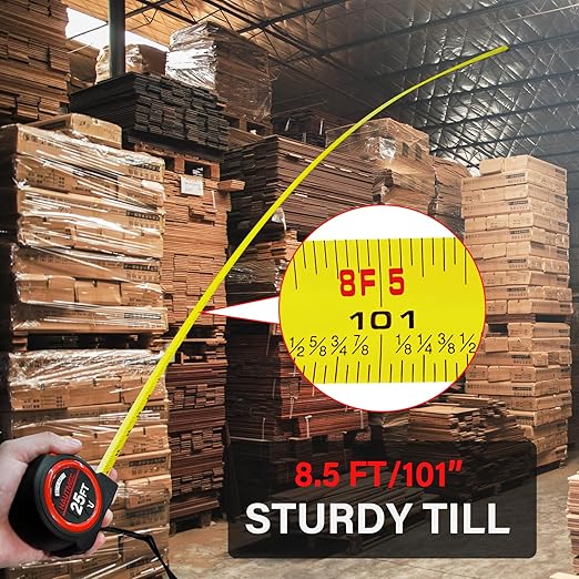 HAUTMEC 25FT Tape Measure 6 Pack Bulk with Magnetic Hook & Fractions - Professional Measuring Tape for Construction, Carpentry, DIY,HTMEM25001
