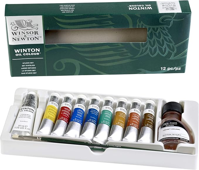 Winsor & Newton Winton Oil Color Paint, Studio Set, 10 x 37ml Tubes, 12 Piece - Image 2