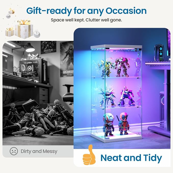 Dystler 3-Tier Glass Display Case, RGB LED Lights - Image 7