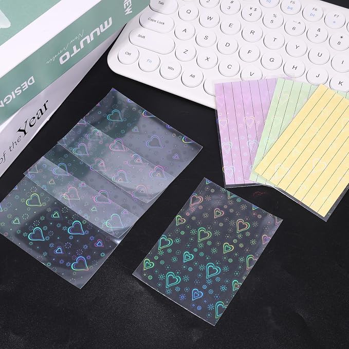 Photocard Sleeves, 9.1x6.5cm/3.58x2.56in Love Heart-Shape Laser Flashing Card - Image 3