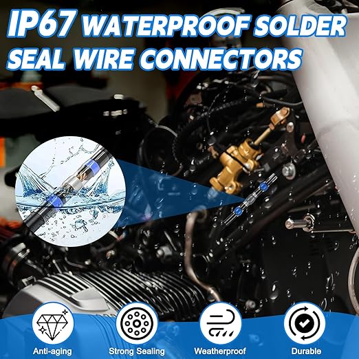 460PCS Heat Shrink Solder Seal Wire Connectors Kit, Waterproof Solder Butt Connectors Heat Shrink Terminals Wire Splice Connectors Kit for Marine Electrical Automotive (5 Colors/5 Sizes/AWG 26-10)