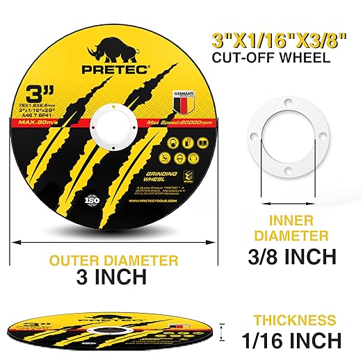 Cut Off Wheels 27Pcs, 3 Inch Die Grinder Cut Off Wheels with 1/4 in Mounting Mandrel Kit for Die Grinder, 3/8" Arbor Hole Cutting Wheel for Metal & Stainless Steel Rotary Tool Drill Attachment