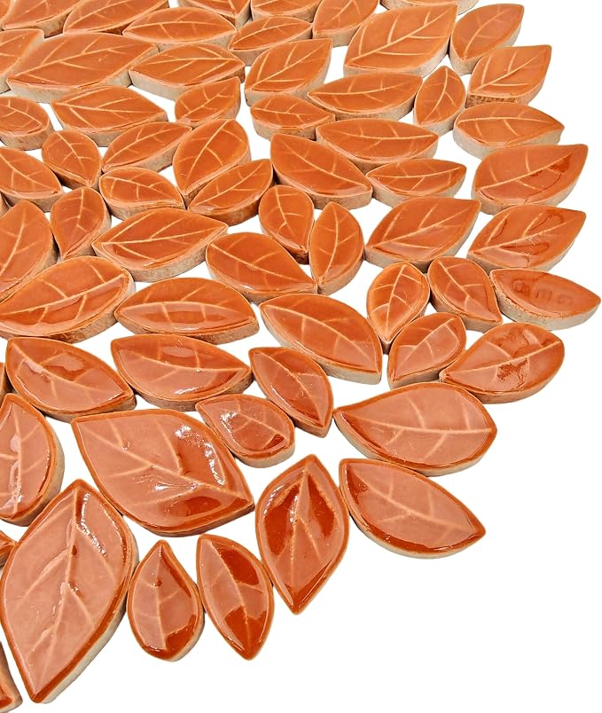 500g/1.1lb Leaf-Shaped Ceramic Mosaic Tiles, Ceramic Mosaic Pieces - Image 5