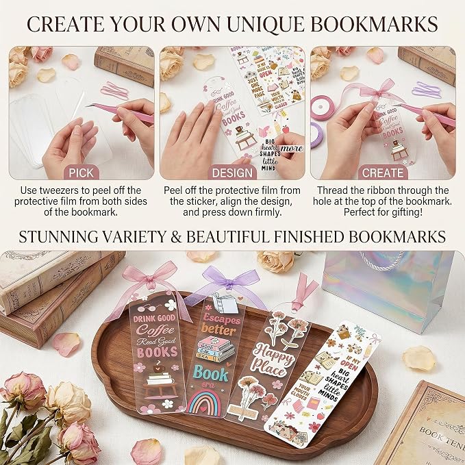 Acrylic Bookmark Blanks, 1.37x5.5 Clear Acrylic Bookmarks, UV DTF Decals - Image 3