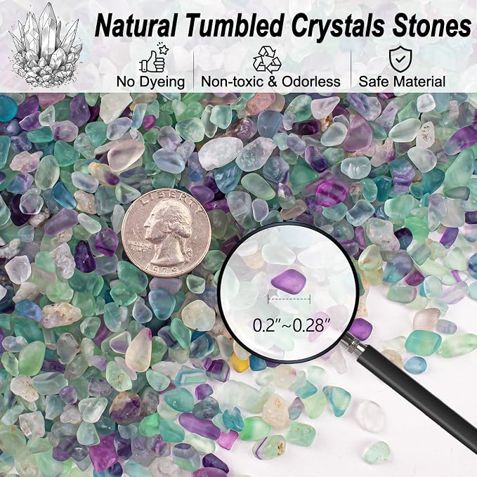 0.5 Lb/230g Fluorite Crystal Chips Stones Decorative Crystal Pebbles, Irregular - Image 2