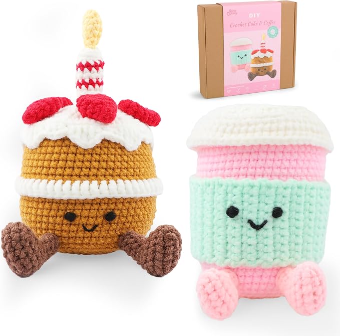 HOUSE CREATIVITY Crochet Kit for Beginners – Create a Cute Cake & Coffee Scene by HouseCreativity