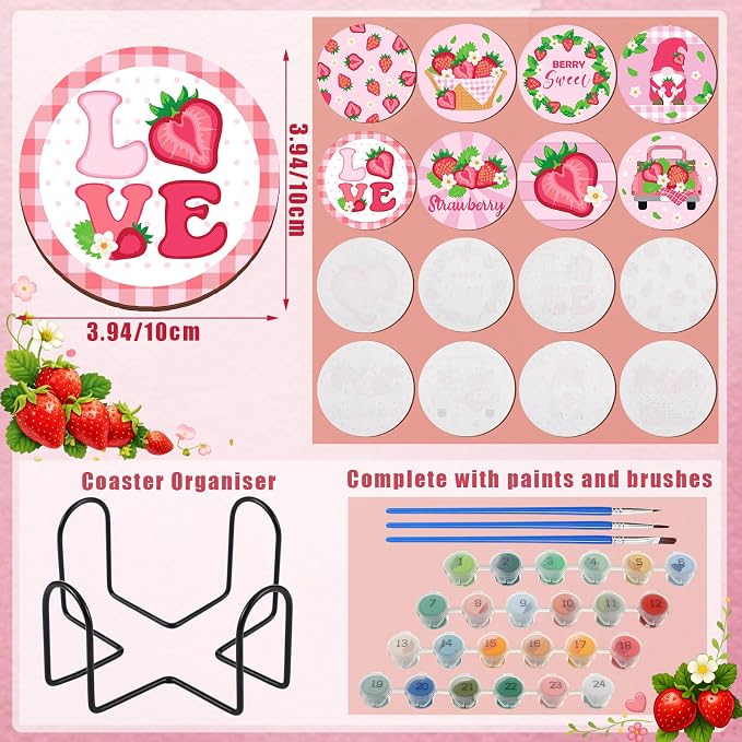 Reallnaive 8 Pcs Strawberry Paint by Numbers Kit - Image 4