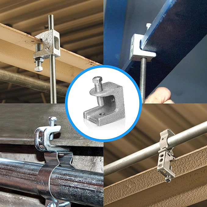 OhLectric OL-72839 Beam C Clamp - Malleable Iron, Zinc Plated Beam Clamp - Features 1-1/8" Jaw Opening, 1/2"-13” Set Screw Size and 750 lbs Max Load - Safety Beam Clamp - Supports 1/2" to 13" Rods