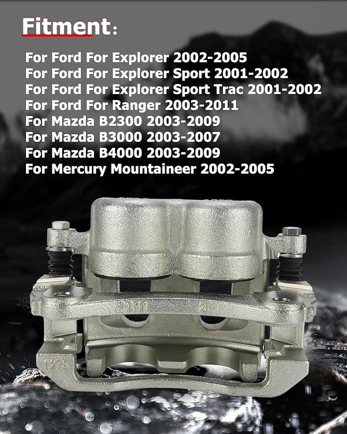 cciyu Front Right Disc Brake Caliper w/Bracket 18B4758 For Ford For Explorer/For Explorer Sport/For Explorer Sport Trac/For Ranger,For Mazda For B2300/For B3000/For B4000,For Mercury For Mountaineer