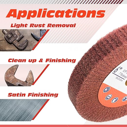 6 Inch Flap Wheel, Non-Woven Abrasive Polishing Wheel, 1 Inch Thickness, 3/4 Inch Arbor, for Bench Grinder (4 Pcs Grit320)