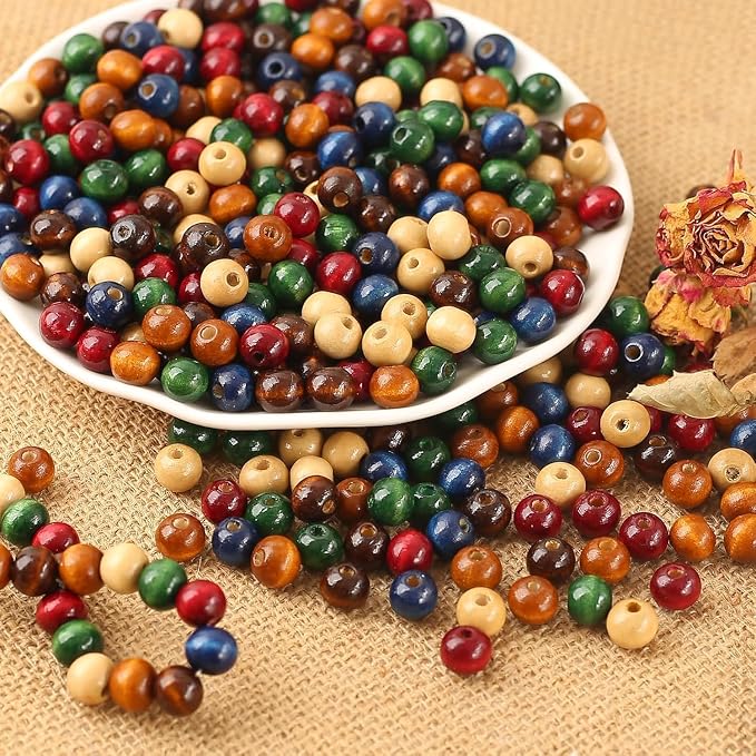 DAHI 400pcs 12mm Vintage Wooden Beads Large Hole Round Paint Wood Beads - Image 3