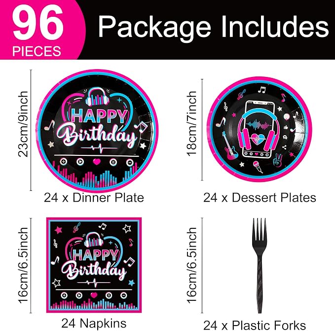 96 Pcs Music Party Supplies Tableware Set - Image 2
