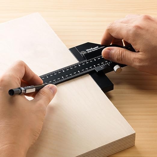 Scriber Gauge 8 Inch – Precision Marking & Measuring Tool for Woodworking, Layout, Joinery, Thickness, DIY – CNC Aluminum Layout Ruler (New Version)