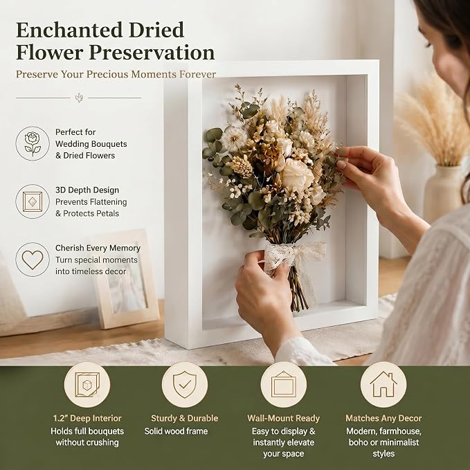 4 Pack 8x10Shadow Box Frame Set, Deep Wood Display Case - Image 5