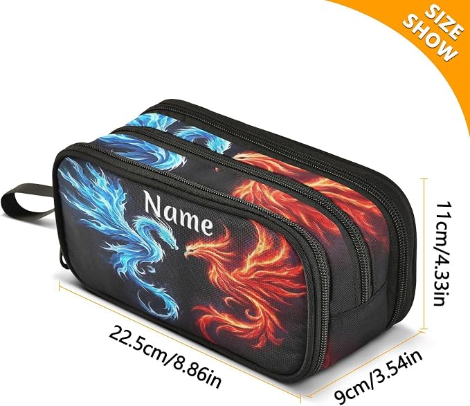 Custom Dragon Phoenix Pencil Case Box Boys Girls Personalized Name Large Pencil - Image 4