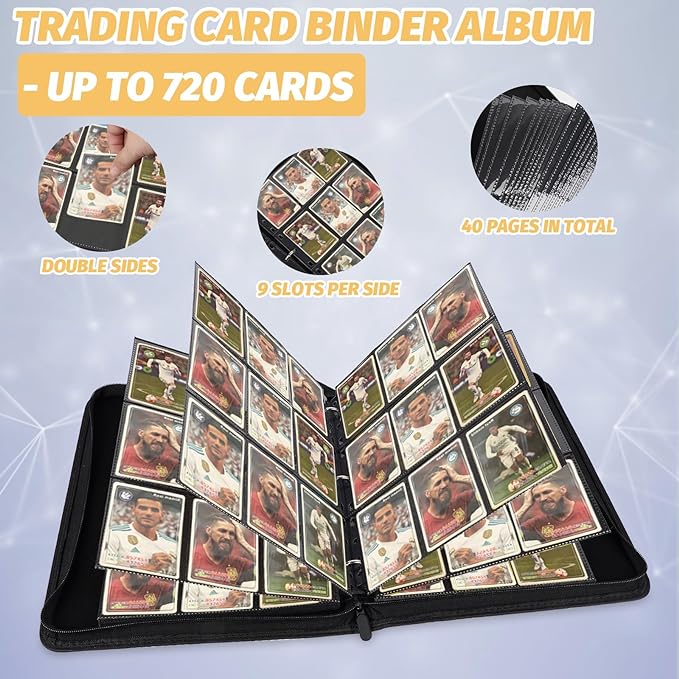 GERMUN 9 Pocket Trading Card Binder, 720 Cards, 40 Top-Loading Pages, Double - Image 4