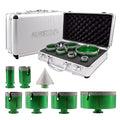 Tile Hole Saw Kit - 6pcs Diamond Core Drill Bits 25/35/50/65/75/102mm+1pc 2" Beveling Chamfer Bit 5/8-11" Thread for Shaping Enlarging Porcelain Ceramic Tile Granite Marble Angle Grinder