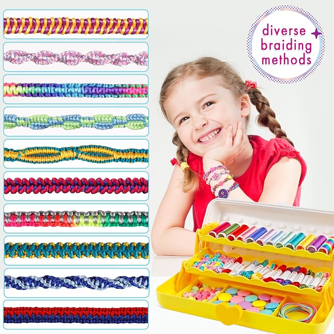 TingingYuli Friendship Bracelet Making Kit, 3-Layer Storage Box, Gift 6-12 | - Image 3