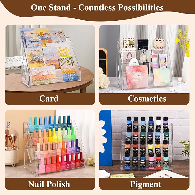 CELSOL 2 Pack Elevated 4 Tier Clear Acrylic Card Display Stand - Image 7
