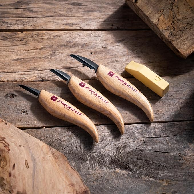 Flexcut Wood Carving Knives | Starter Set of 3 Woodcarving Knives | 1095 High - Image 5