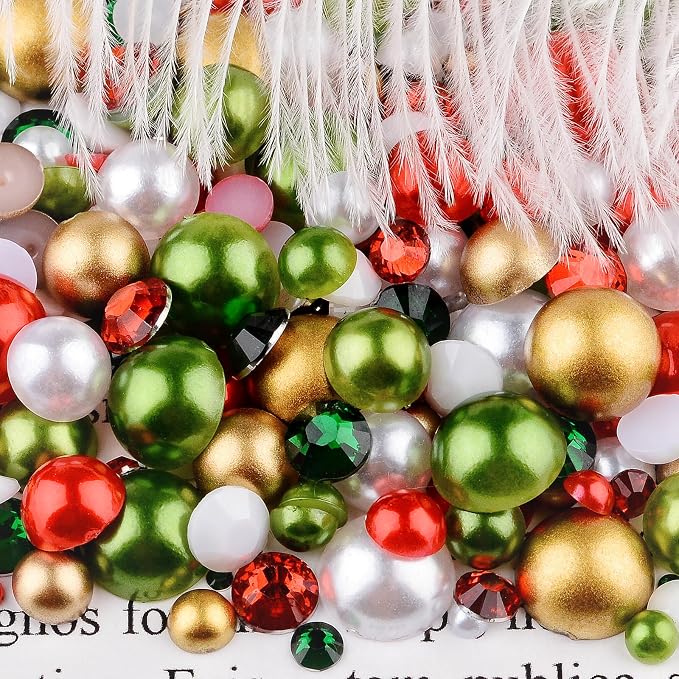 75g Mix Resin Pearls Rhinestones Kit, 3-10mm Half Pearls and 2-6mm Flatback - Image 4