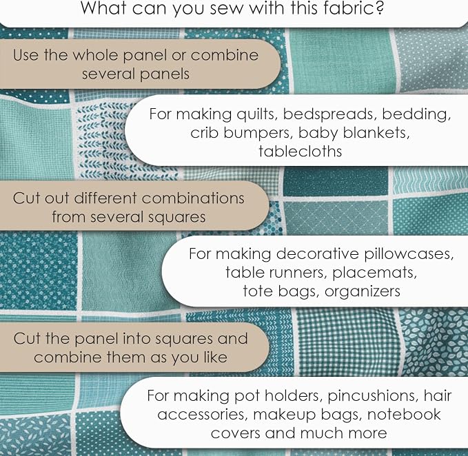Cotton Satin Patchwork Fabric Panel – 35 Designs, 20×20 cm Squares, Single - Image 6
