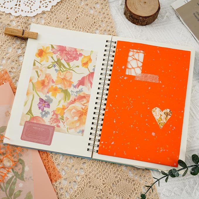50 Sheets Orange Scrapbook Paper Textured Mesh Fabric Assorted | Multi-texture - Image 4